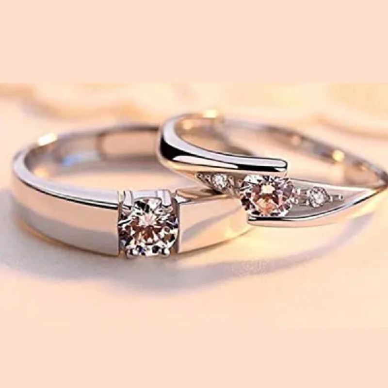 Women’s oval rings-Asmitta Rhodium Plated Couple Ring - Special Gift For Someone Special