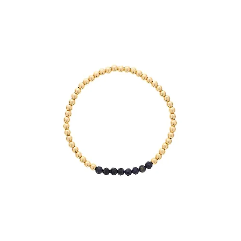 Women’s custom bangles-Gold Filled Blue Sapphire Bead Stretch Bracelet by Dee Berkley