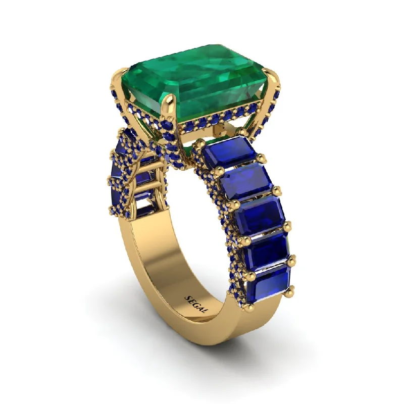 Women’s engagement rings with pave band-Luxury Emerald Cut Emerald Engagement Ring - Nadia No. 64