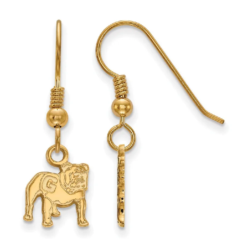 Women’s cute earrings-14k Gold Plated Silver University of Georgia XS (Tiny) Dangle Earrings