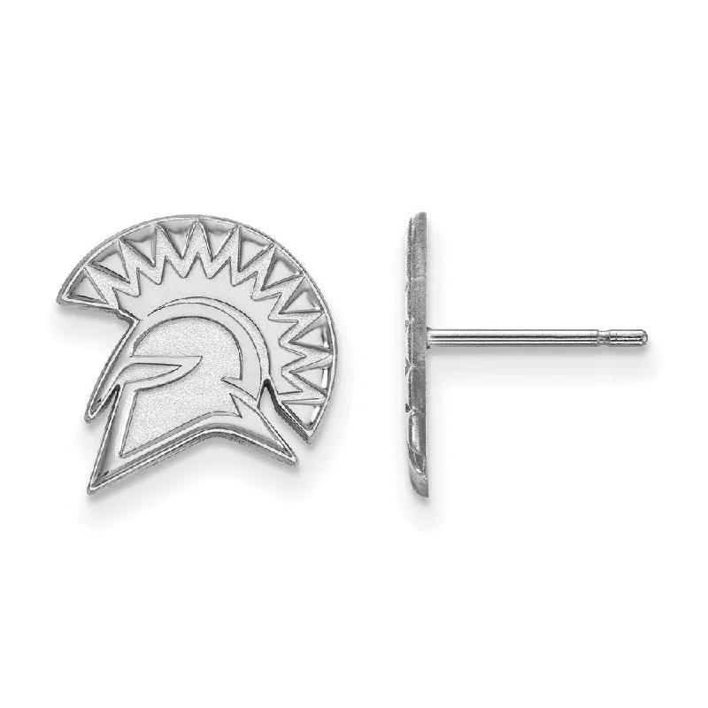 Women’s small stud earrings-14k White Gold San Jose State University Small Post Earrings