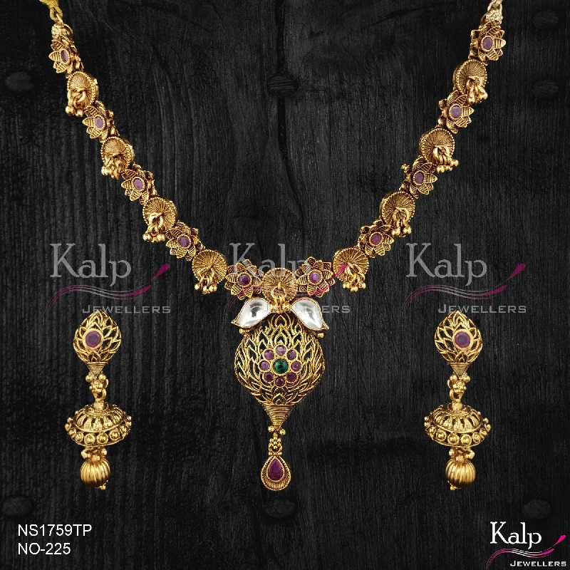 Women’s herringbone necklaces-Kalp Jewellers Copper Gold Plated Necklace Set