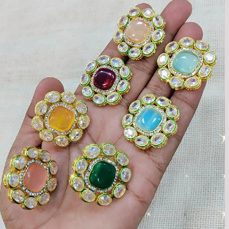 Women’s minimalist rings-Manisha Jewellery Gold Plated Kundan Stone Adjustable Ring