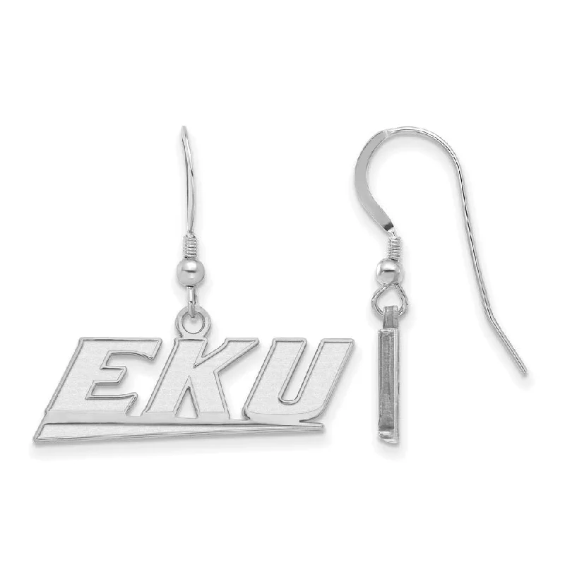 Women’s cubic zirconia earrings-Sterling Silver Eastern Kentucky University Small Dangle Earrings