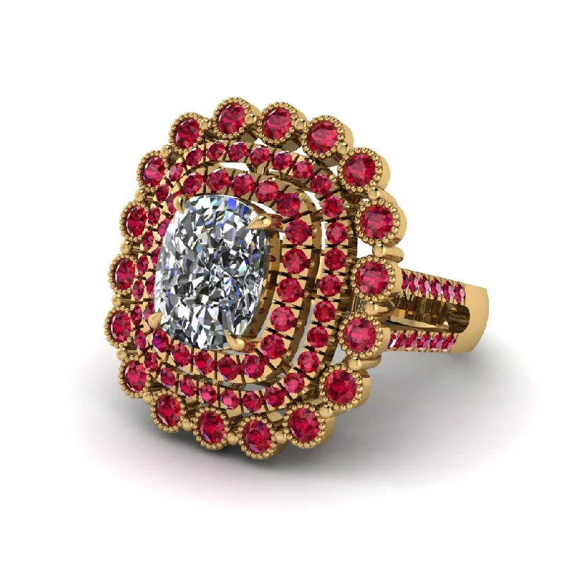 Women’s engagement rings with classic cut diamonds-Ruby Multi Halo Oval Engagement Ring - Caitlin No. 46