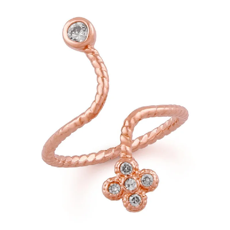 Women’s flower rings-Mahi Rose Marvellous Adjustable Finger Ring With Cubic Zirconia