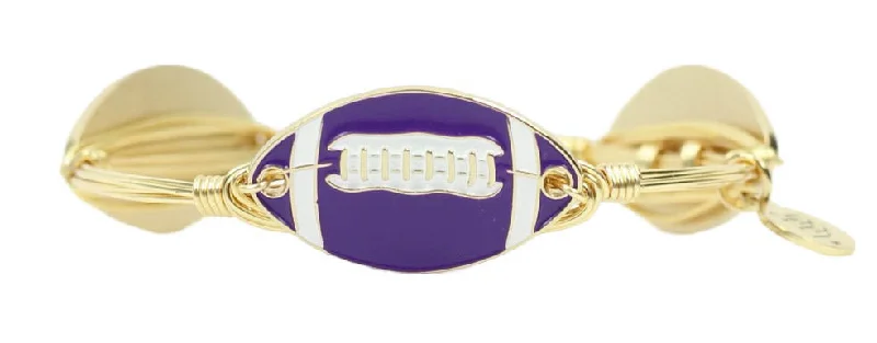 Women’s engraved bangles-The Football Bangle Bracelet - Purple