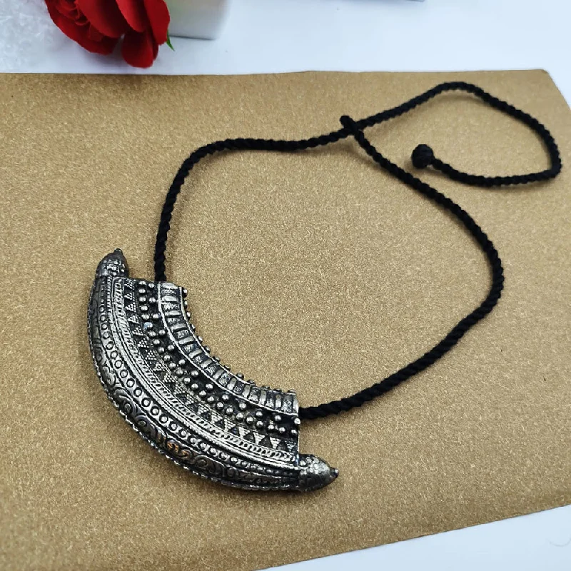 Women’s silver necklaces-Akruti Collection Oxidised Long Thread Necklace