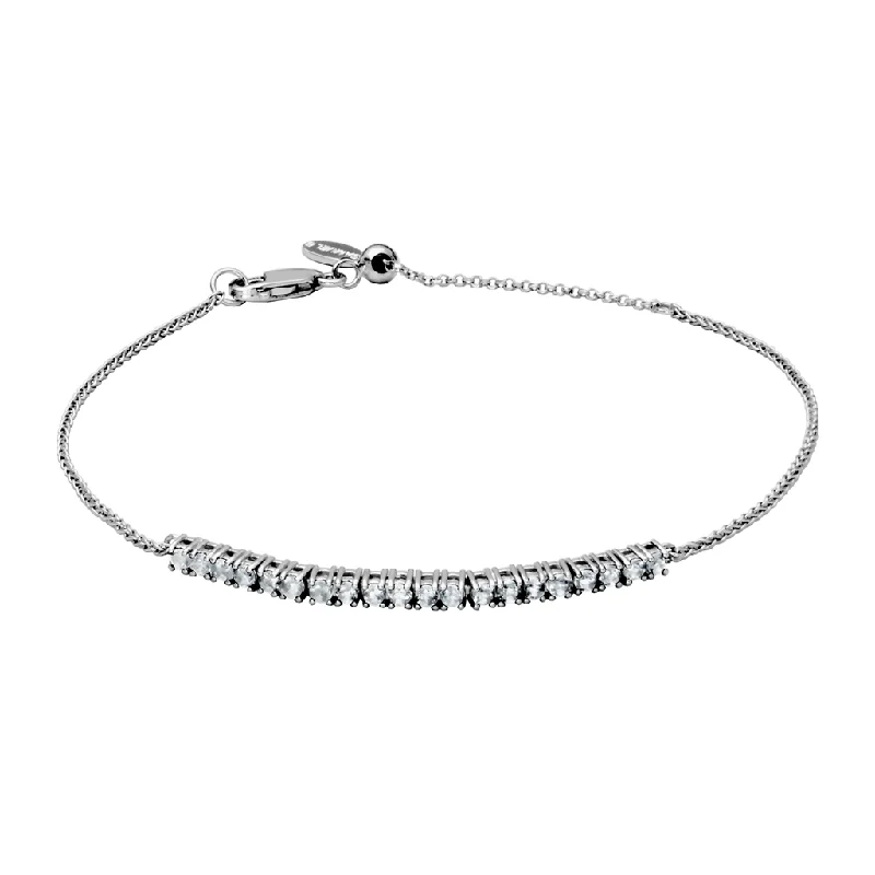 Women’s classic bracelets-Sterling Silver White Topaz Bolo Bracelet by Samuel B.