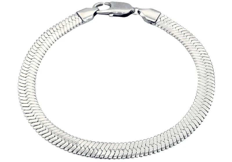 Women’s gold bangles-Mens Stainless Steel Herringbone Link Chain Bracelet