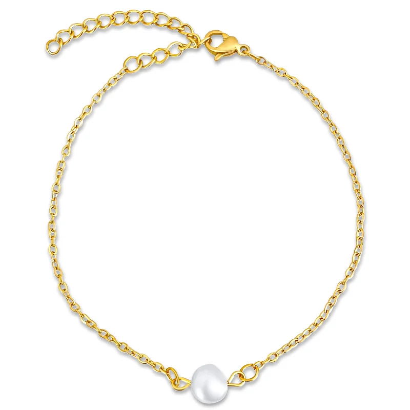 Women’s cuff bracelets-Shayla Dainty Pearl Chain Bracelet