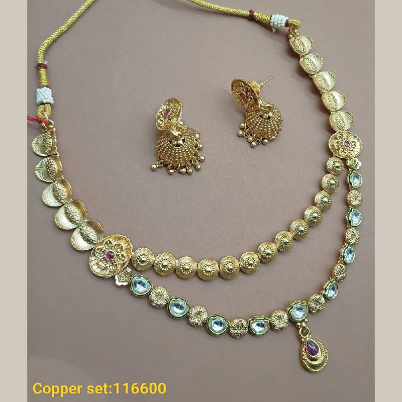 Women’s angel wing necklaces-Padmawati Bangles Copper Gold Plated Necklace Set