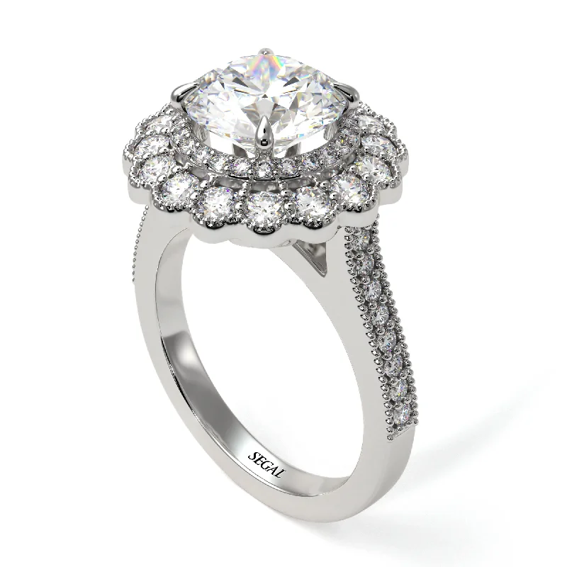 Women’s engagement rings with a vintage setting-Diamond Double Halo Cathedral Engagement Ring - Deirdre No. 3