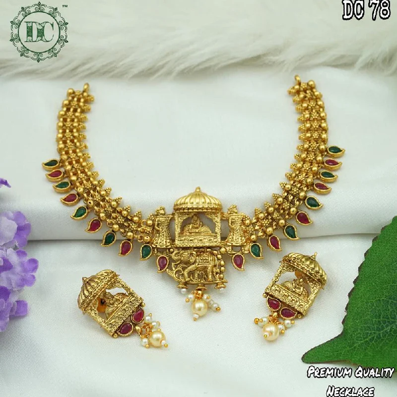 Women’s wedding necklaces-Diksha Collection Gold Plated Temple Necklace Set