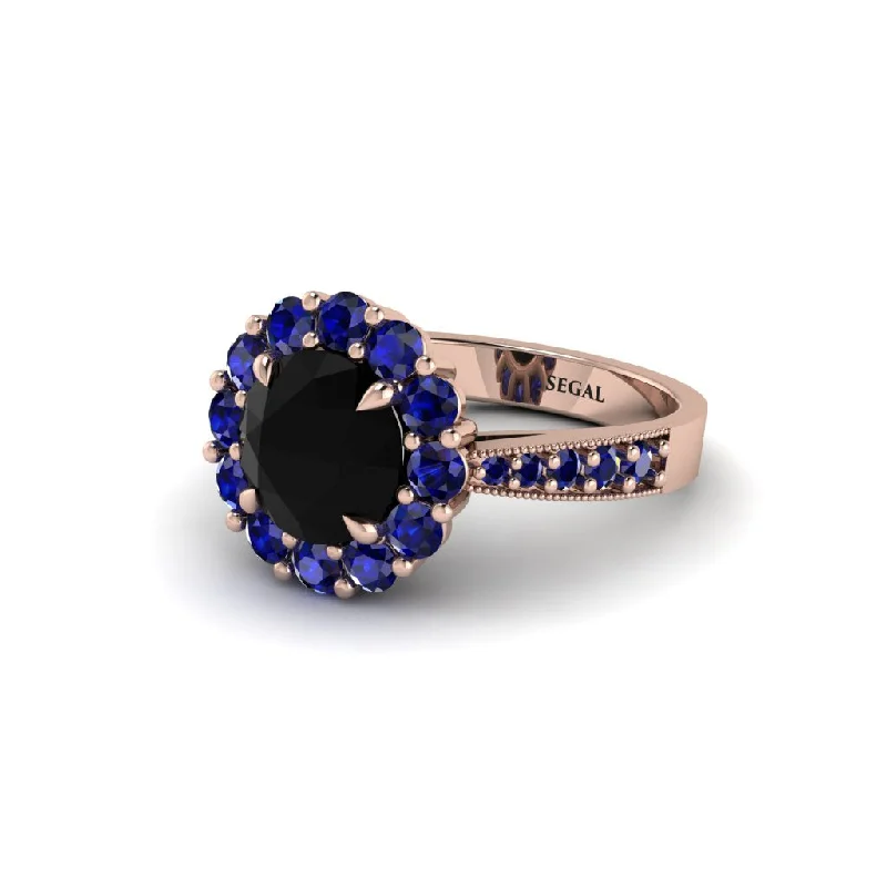 Women’s engagement rings with filigree-Sapphire Round Halo Engagement Ring - Unity No. 68