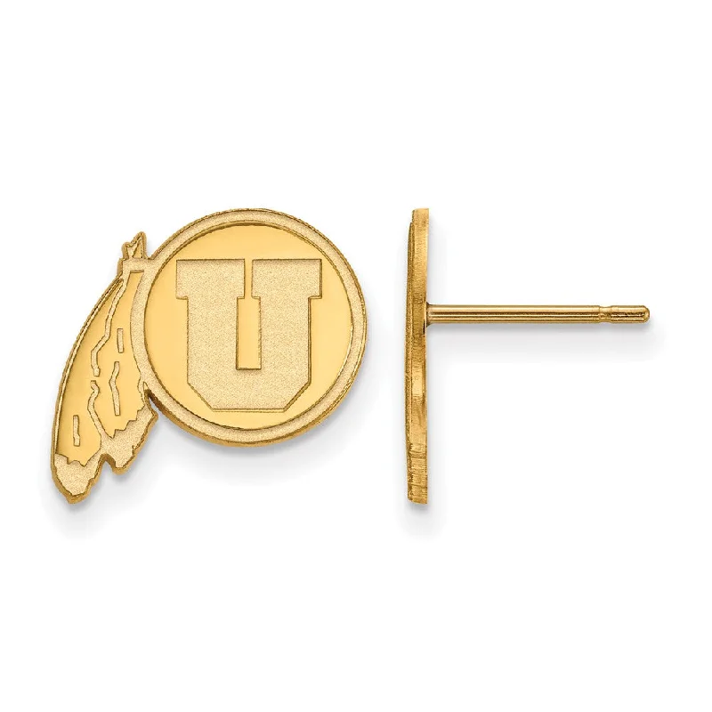 Women’s lock and key earrings-10k Yellow Gold University of Utah Small Post Earrings