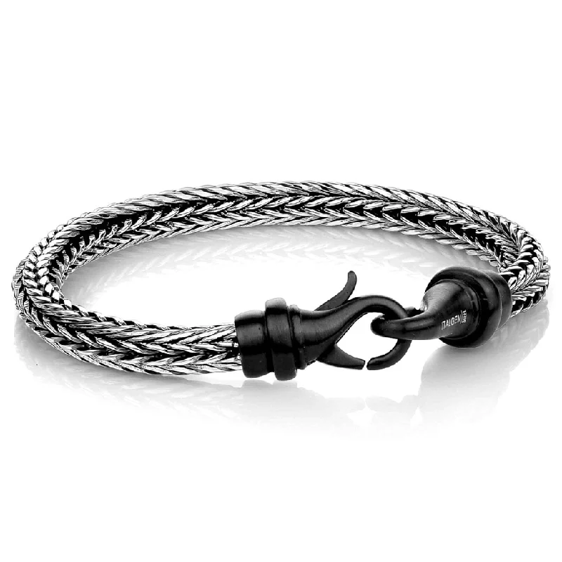 Women’s pearl-studded bracelets-Stainless Steel Gunmetal IP Rounded Box Chain Men's Bracelet