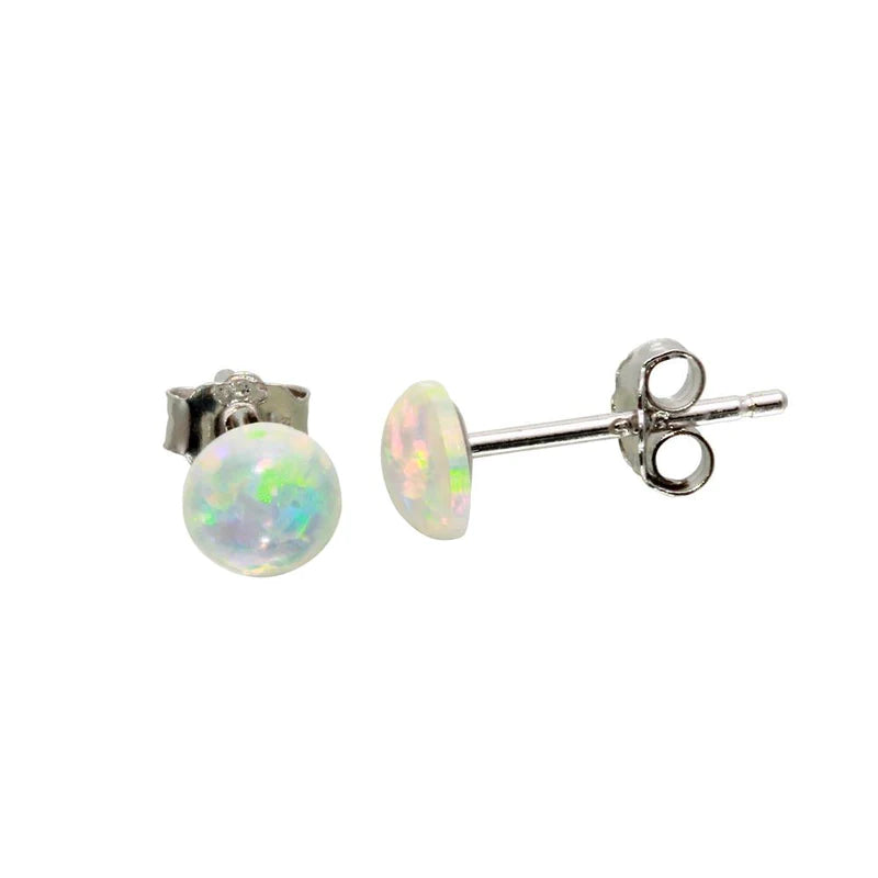 Women’s crystal stud earrings-Silver 925 Rhodium Plated Opal CZ Stud Earrings