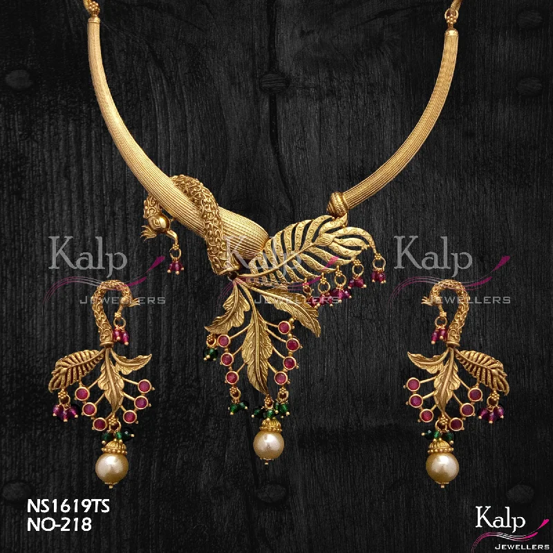 Women’s luxury pearl necklaces-Kalp Jewellers Copper Gold Plated Necklace Set