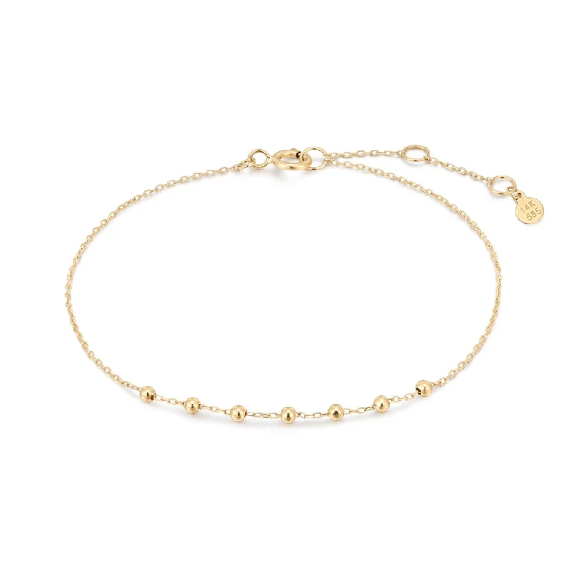 Women’s casual bracelets-14K Yellow Gold Adjustable Length Bead Bracelet by Aurelie Gi