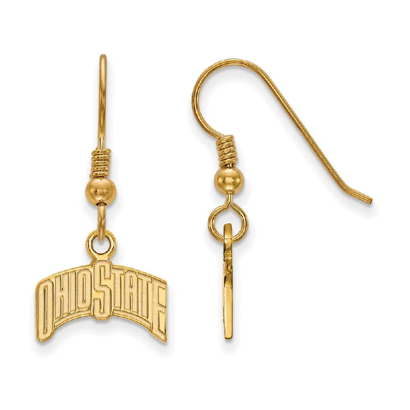 Women’s fashion earrings-14k Gold Plated Silver Ohio State University Dangle Earrings