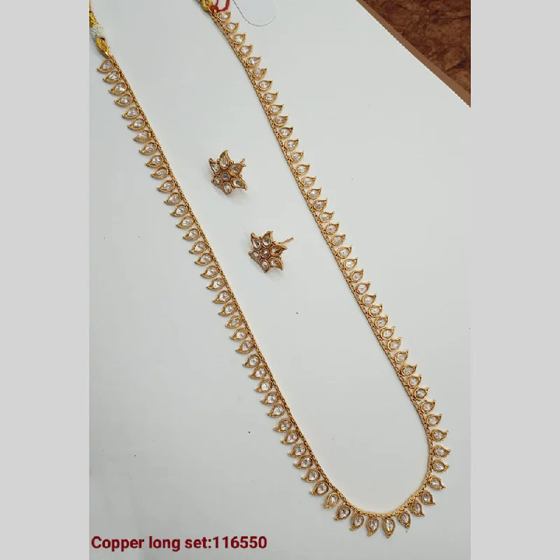 Women’s geometric necklaces-Padmawati Bangles Copper Gold Pota Stone Long Necklace set