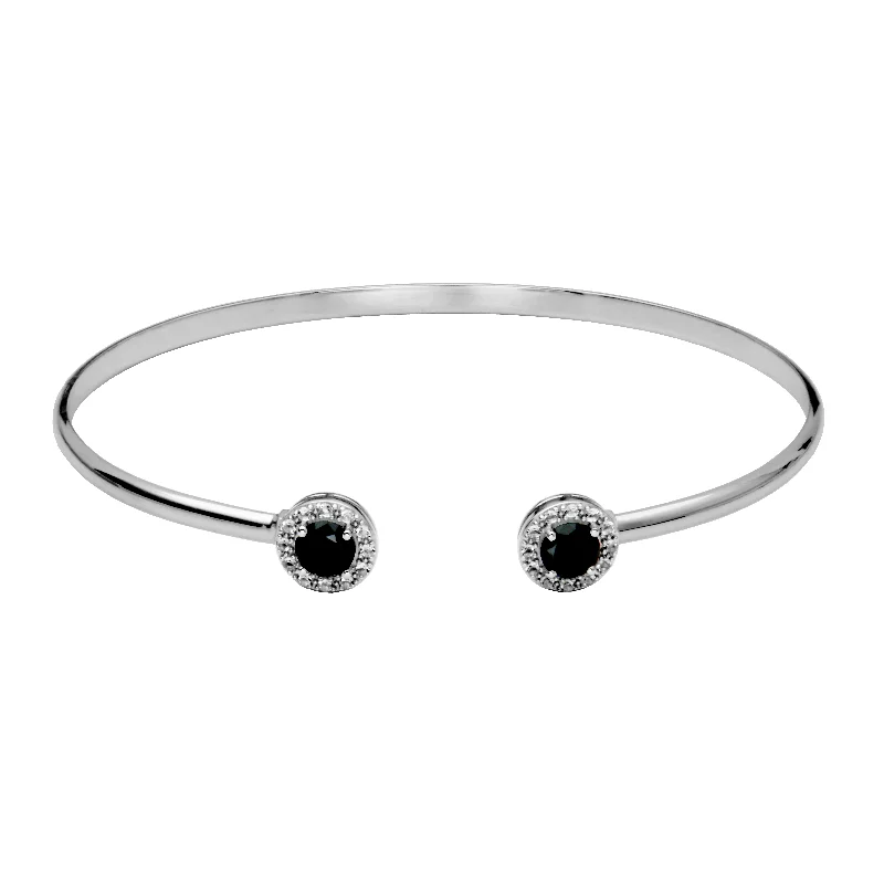 Women’s infinity bangles-Sterling Silver Black Spinel & White Topaz Halo Cuff Bracelet by Samuel B.