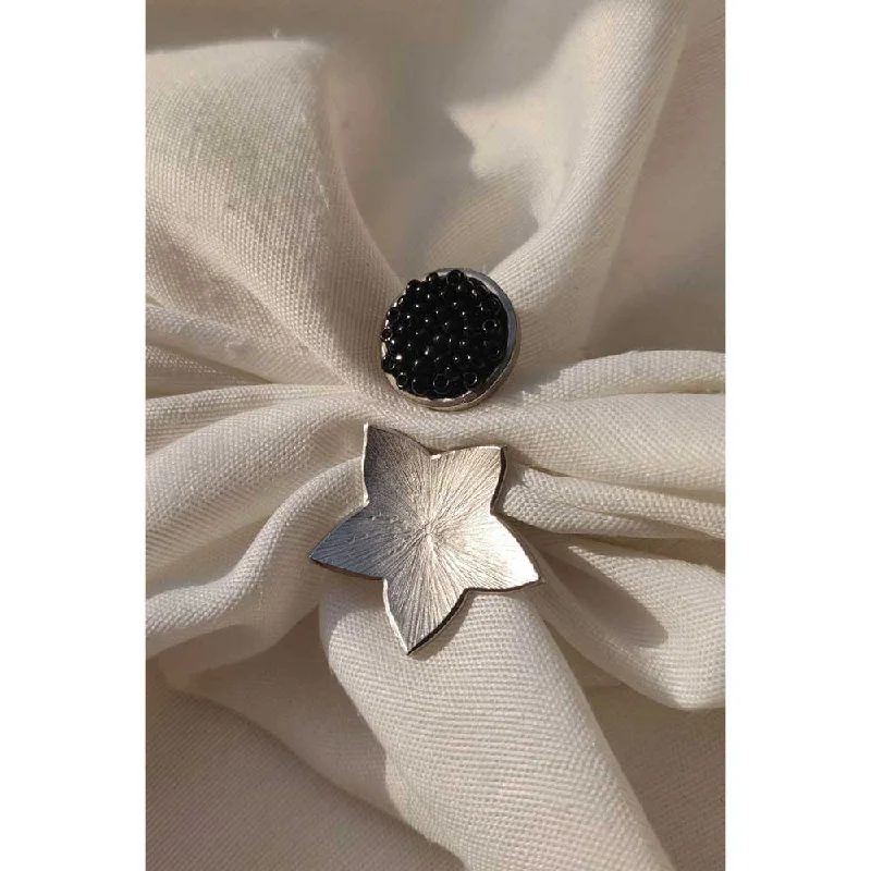 Women’s luxury gemstone rings-Aarjavee Silver Flower and Bud Ring