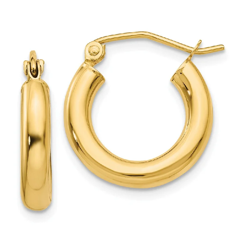 Women’s rose gold earrings-3mm, 14k Yellow Gold Classic Round Hoop Earrings, 15mm (9/16 Inch)