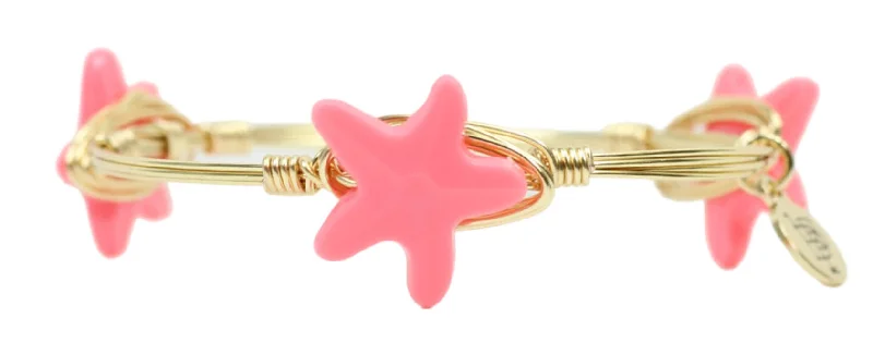 Women’s infinity bangles-Starfish Bangle Bracelet - Hot Coral