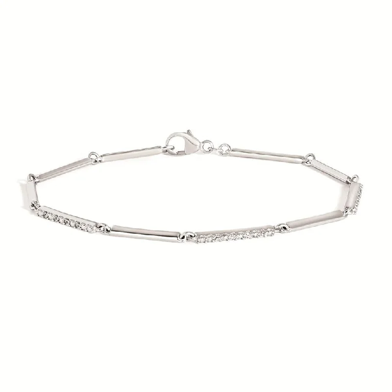 Women’s stretch bracelets-Sterling Silver 0.16ctw Diamond Bar Bracelet