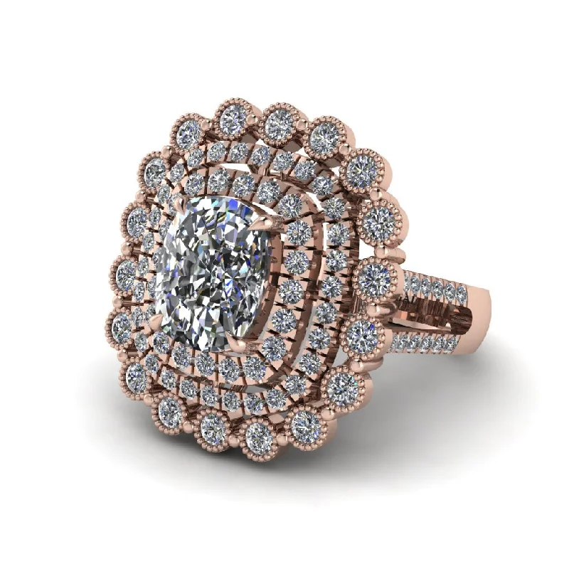 Women’s marquise engagement rings-Diamond Multi Halo Oval Engagement Ring - Caitlin No. 2