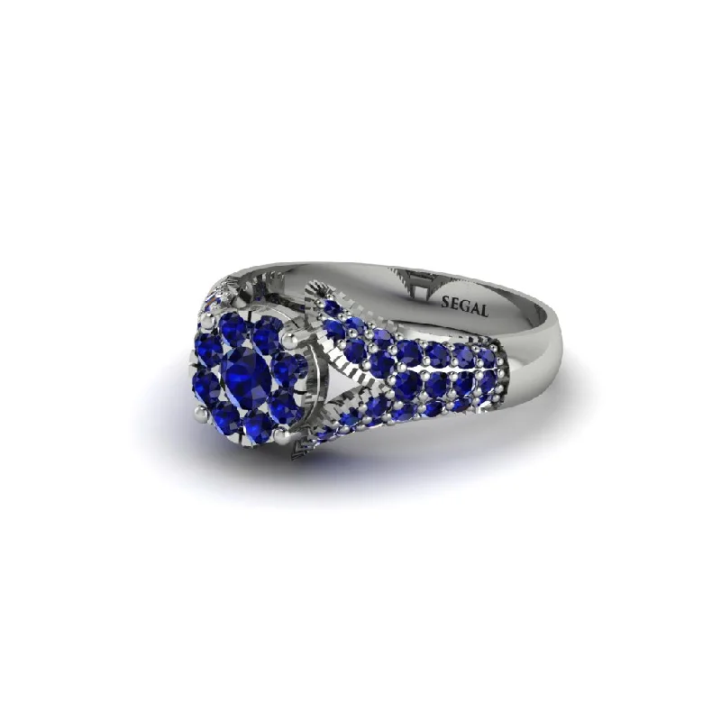 Women’s engagement rings with intricate detailing-Sapphire Floral Cluster Engagement Ring  - Penelope No. 75