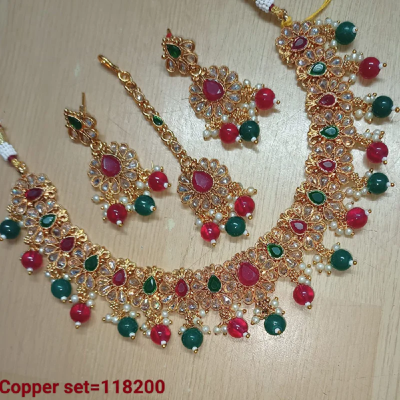 Women’s bridal necklaces-Padmawati Bangles Gold Plated Copper Necklace Set