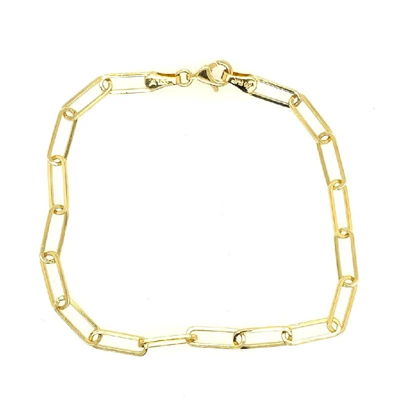 Women’s ethnic bangles-14K Yellow Gold 3.60mm Paperclip Chain Bracelet