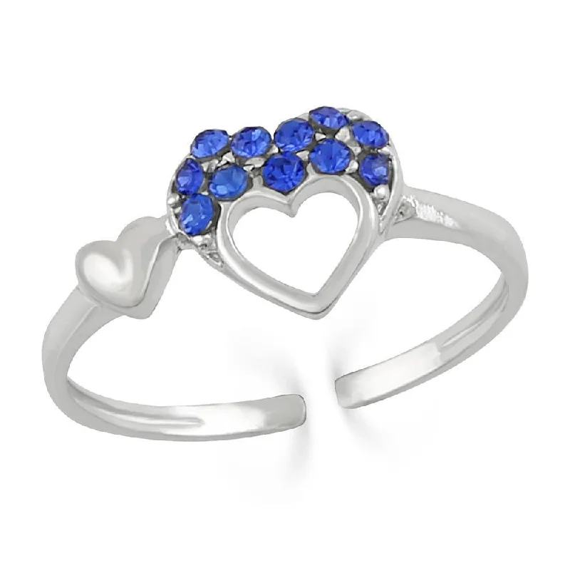 Women’s bridal set rings-Mahi Trio Heart Adjustable Finger Ring