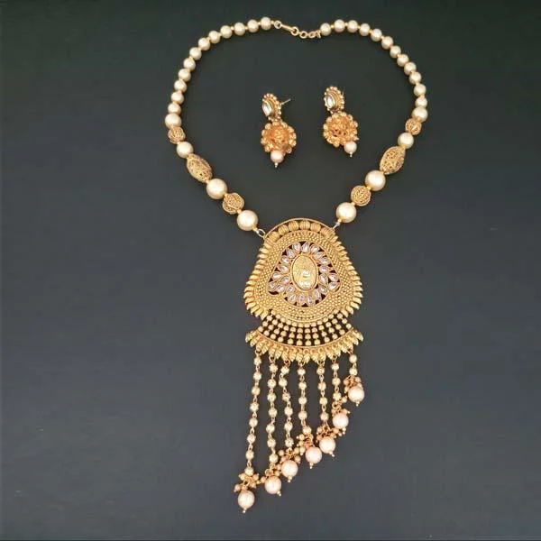 Women’s aquamarine necklaces-Darshana Jewels AD Stone Pearl Copper Necklace Set - FAP0184