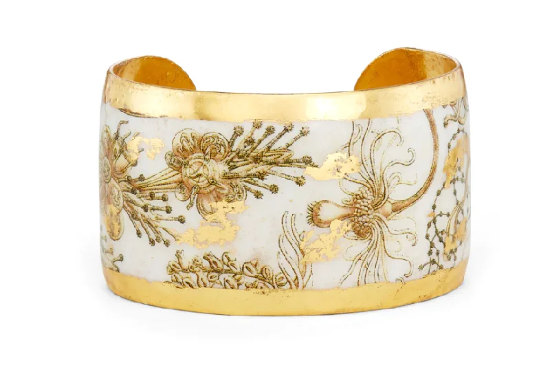 Women’s rhinestone bracelets-22K Gold Leaf Sea Life Sepia Cuff Bracelet by Evocateur