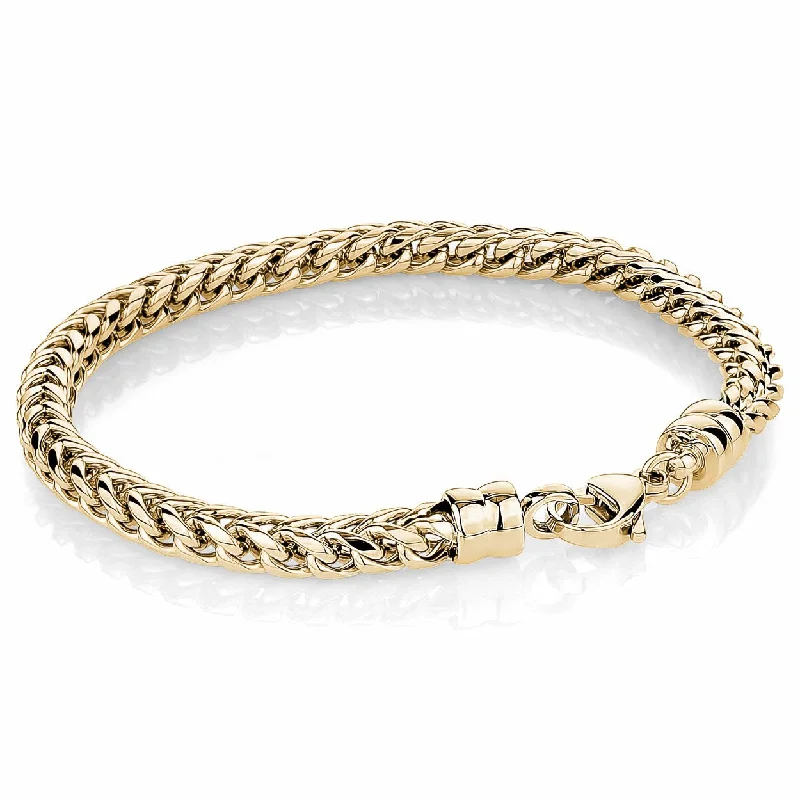 Women’s personalized cuff bracelets-Stainless Steel Yellow Gold Plated Franco Chain Men's Bracelet