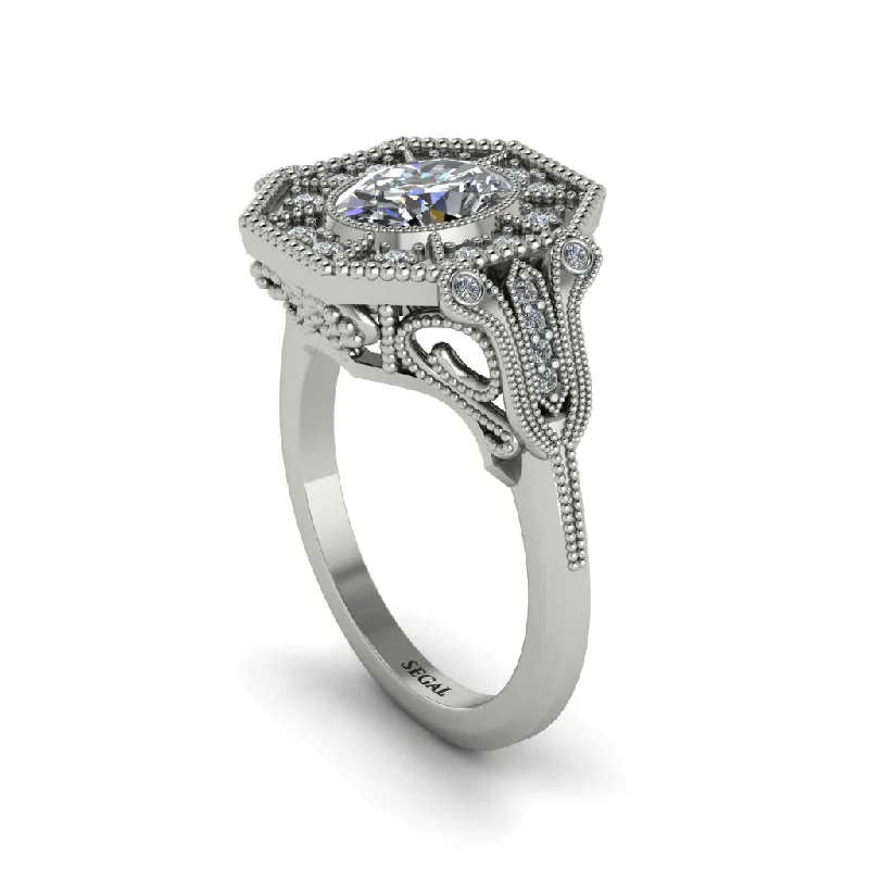 Women’s personalized engagement rings-Diamond Oval Cut Art Deco Engagement Ring - Tabitha No. 3