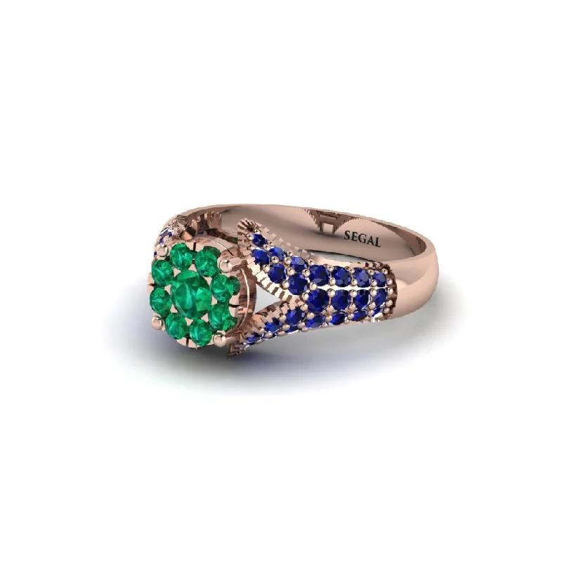 Women’s engagement rings with emerald diamonds-Sapphire Floral Cluster Engagement Ring  - Penelope No. 65