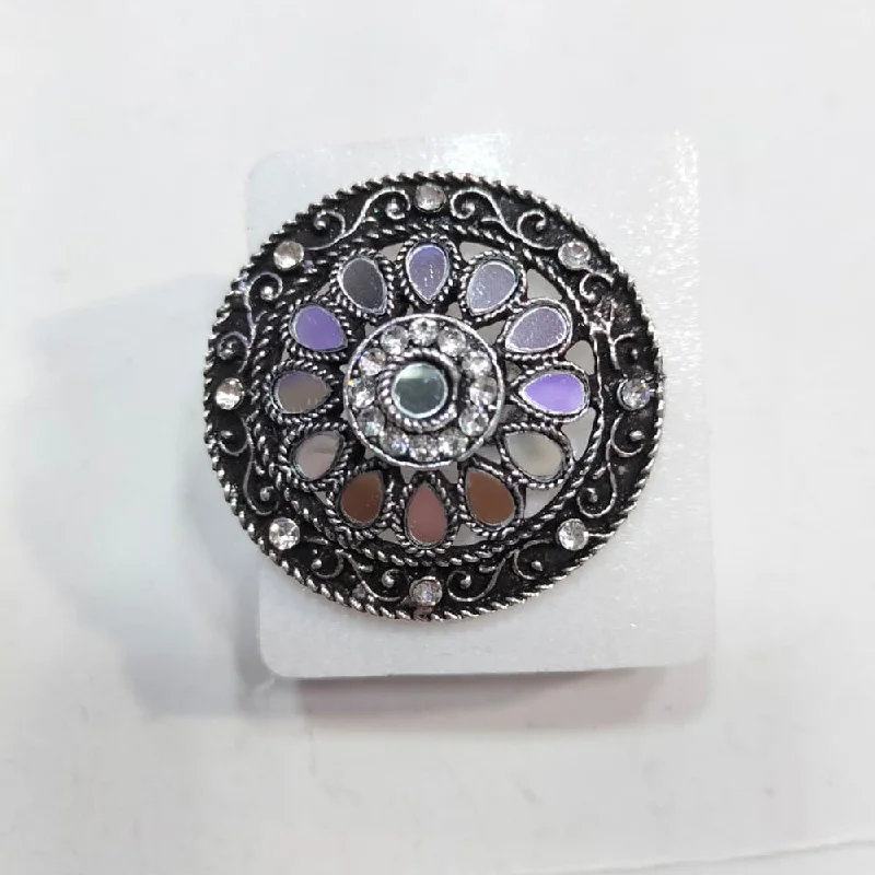 Women’s oval rings-Manisha Jewellery Oxidised Plated Mirror Ring