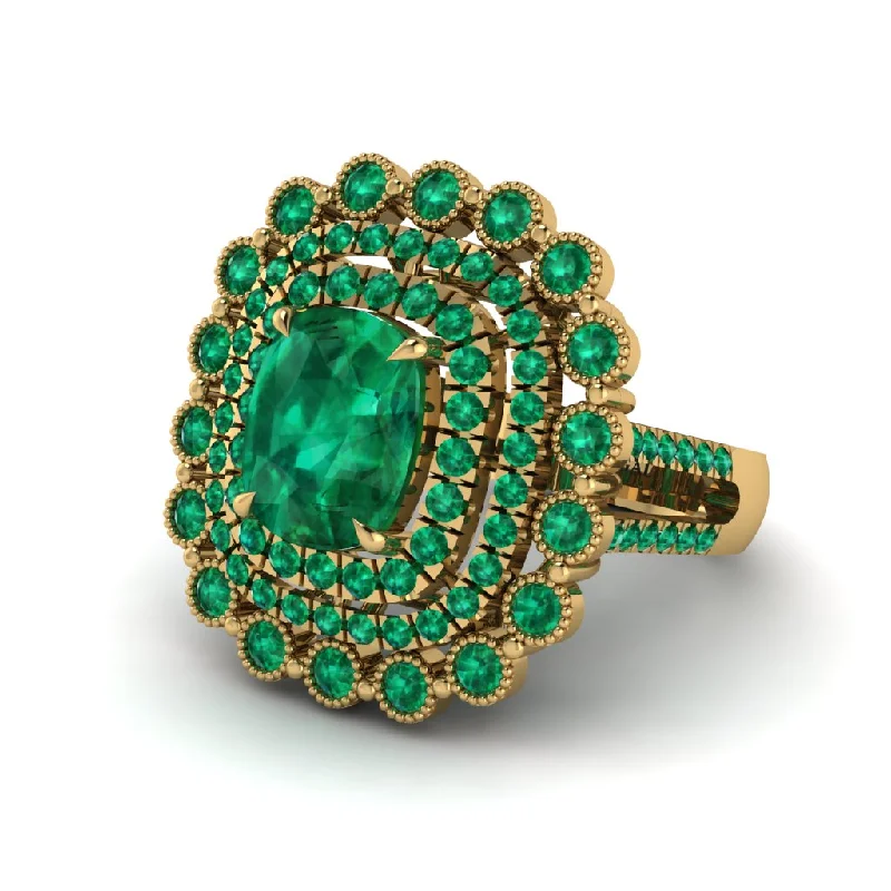 Women’s engagement rings with a vintage setting-Emerald Multi Halo Oval Engagement Ring - Caitlin No. 19