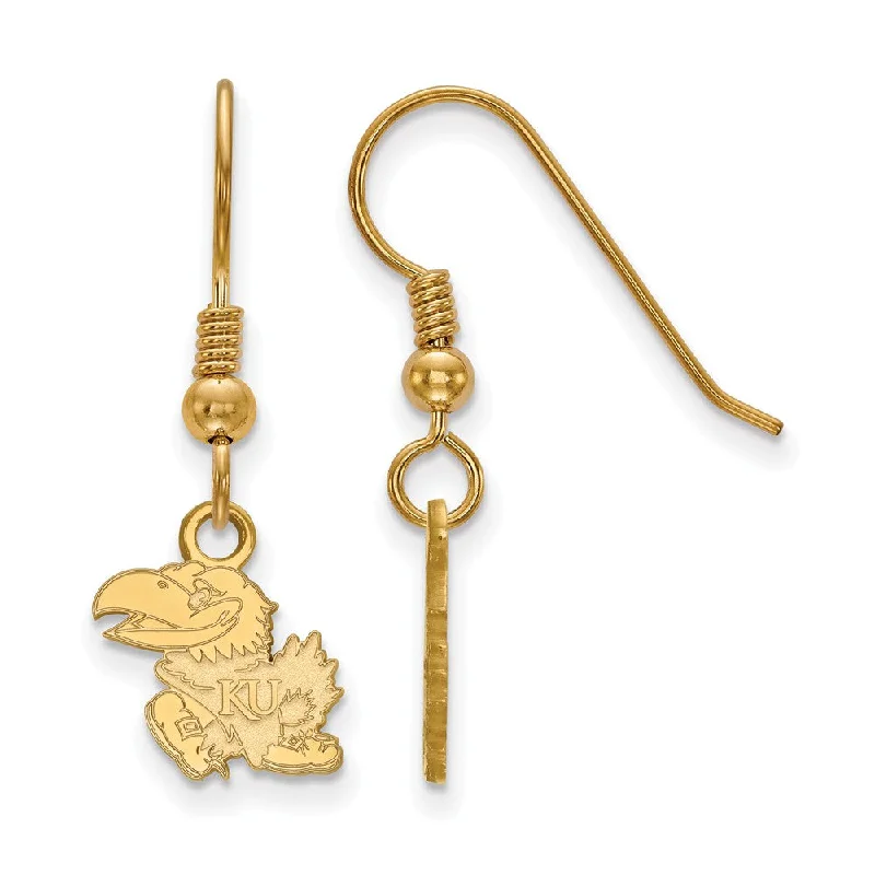 Women’s sophisticated earrings-14k Gold Plated Silver Univ. of Kansas XS (Tiny) Dangle Earrings