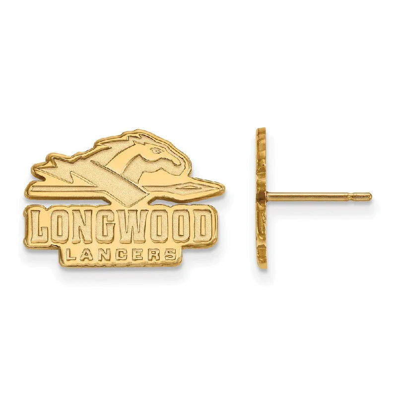 Women’s abstract earrings-14k Gold Plated Silver Longwood University Small Post Earrings