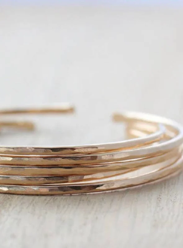 Women’s stretch bracelets-Good thoughts hammered cuff bracelet