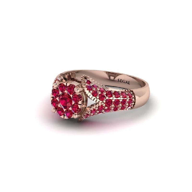 Women’s engagement rings with bright diamonds-Ruby Floral Cluster Engagement Ring  - Penelope No. 56