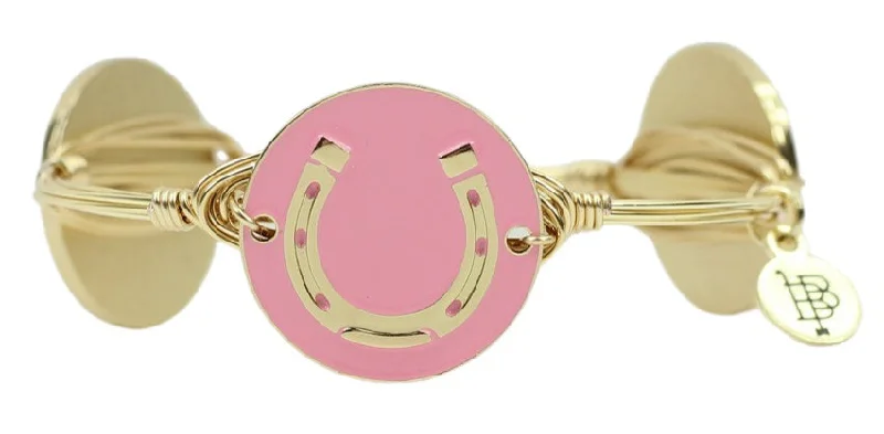 Women’s crystal bracelets-The Horseshoe Bangle Bracelet - Pink