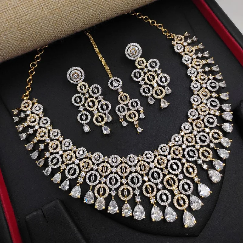 Women’s zodiac necklaces-Aamrapali 2 Tone Plated American Diamond Necklace Set