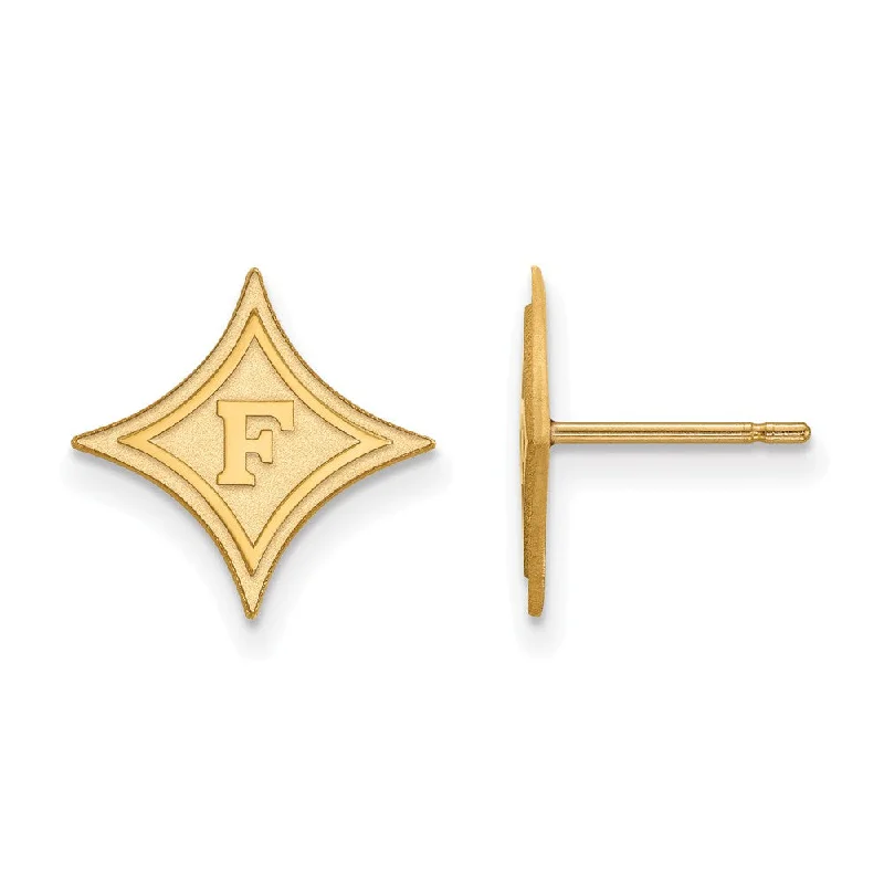 Women’s drop earrings-14k Gold Plated Silver Furman University Small Post Earrings